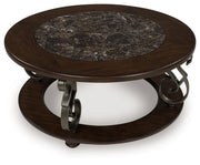 Frallyn - Round Cocktail Table - Dark Brown - R&R Furniture Gallery (Fountain Valley, CA)