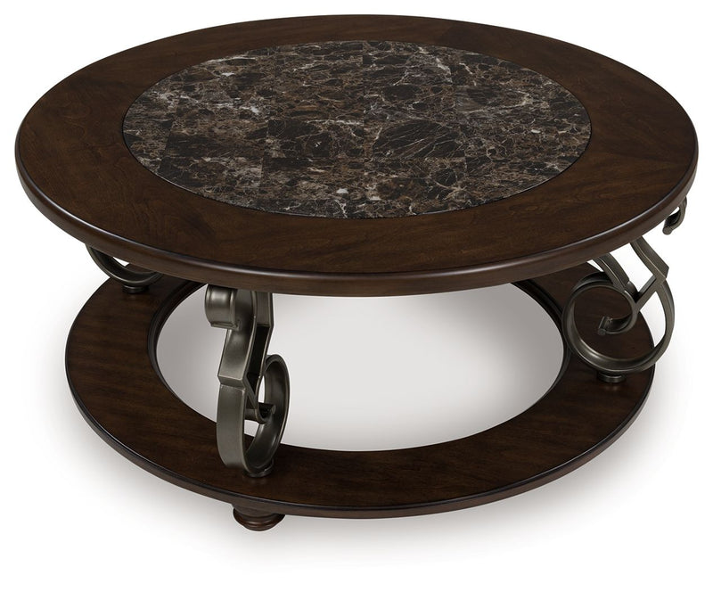 Frallyn - Round Cocktail Table - Dark Brown - R&R Furniture Gallery (Fountain Valley, CA)