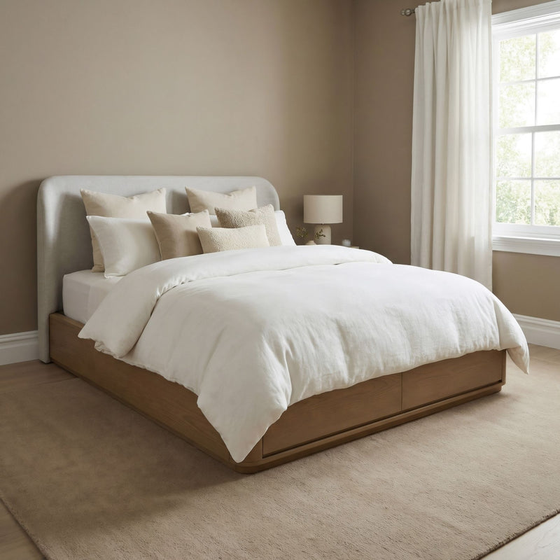 Penny QN Strg Bed - Buff Cream