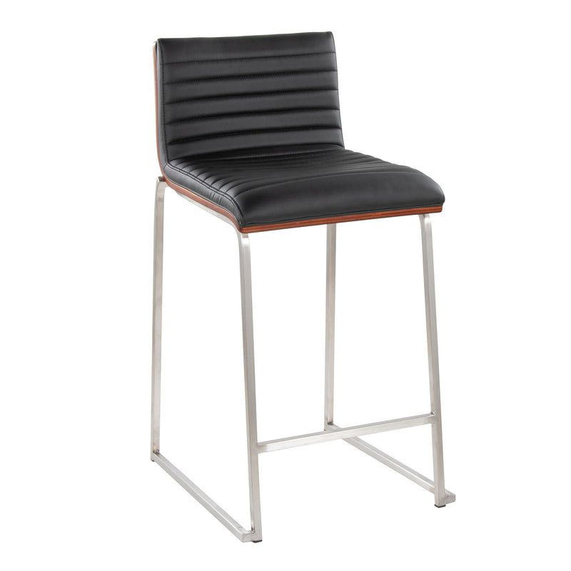 Set of two Lumi Source Mason Mara contemporary fixed height counter stools with sleek design and modern wooden legs.