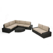 Santa Cruz - 8 Piece Outdoor Sectional Set - Dark Brown - R&R Furniture Gallery (Fountain Valley, CA)
