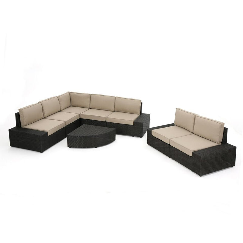 Santa Cruz - 8 Piece Outdoor Sectional Set - Dark Brown - R&R Furniture Gallery (Fountain Valley, CA)