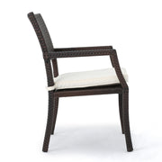 Outdoor Wicker Dining Chair With Water Resistant Cushions (Set of 2) - White / Brown - R&R Furniture Gallery (Fountain Valley, CA)