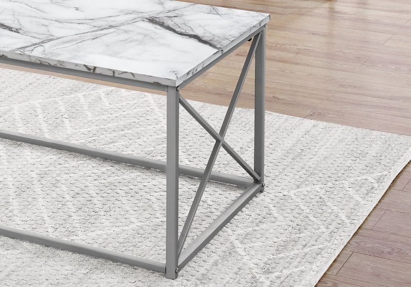 Table Set, Coffee, End, Side, Accent, Living Room, Marble Look Laminate, Contemporary & Modern (Set of 3) - R&R Furniture Gallery (Fountain Valley, CA)