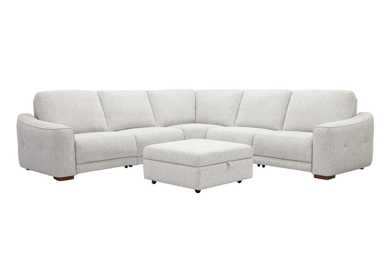 Julianna - 5 Piece Power Reclining Sectional With Power Headrests - Crisp Taupe