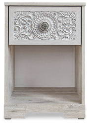 Paxberry - One Drawer Night Stand - Open Cubby - Whitewash - R&R Furniture Gallery (Fountain Valley, CA)