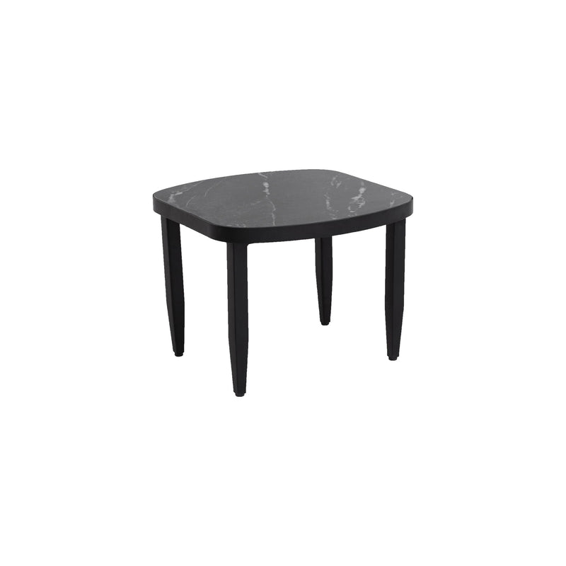 Life Outside outdoor elegance coffee table with rounded corners, featuring a sleek wooden surface and sturdy metal legs.
