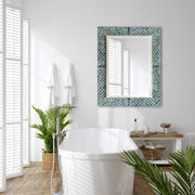 Uttermost Makaria Coastal Mirror in blue wall mirror with a sleek, modern frame, perfect for contemporary interior decor.