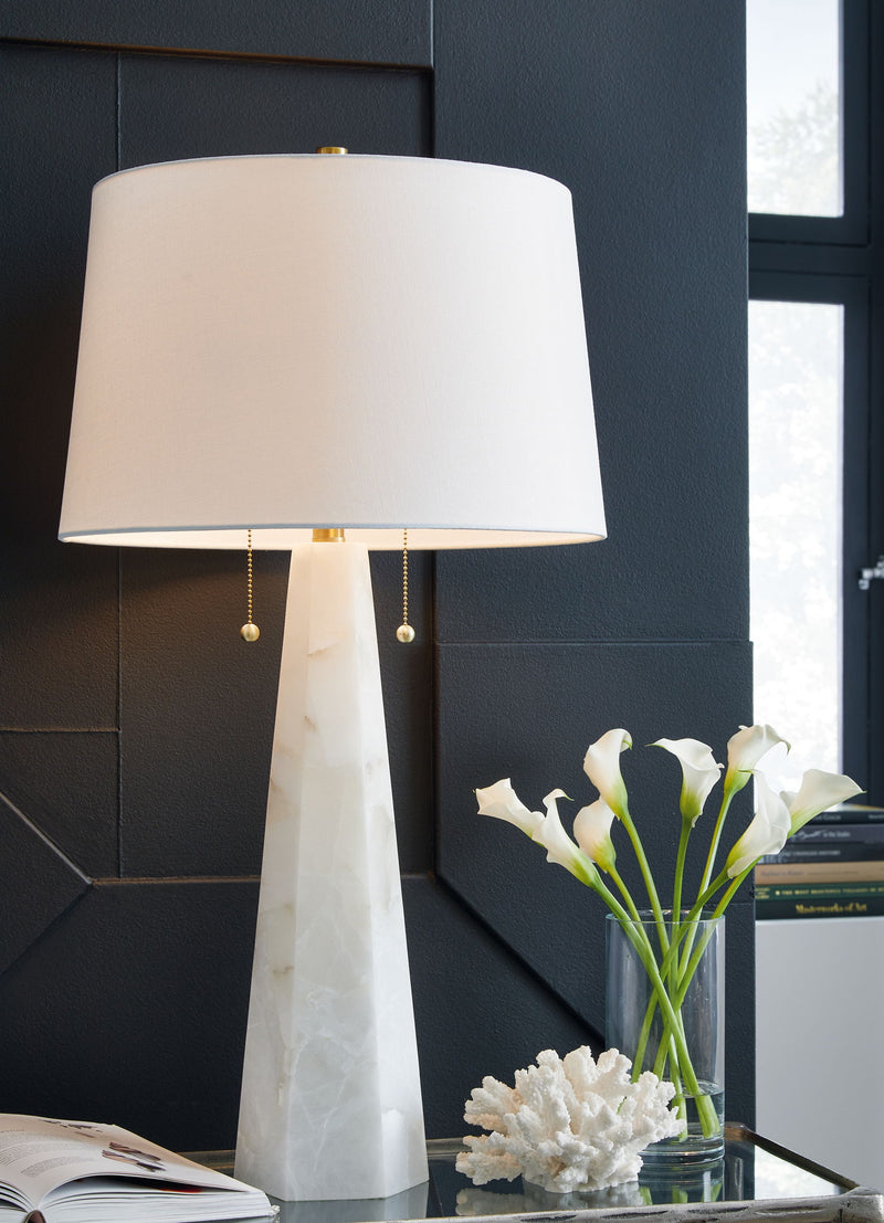 Laurellen - Alabaster Table Lamp - White - R&R Furniture Gallery (Fountain Valley, CA)