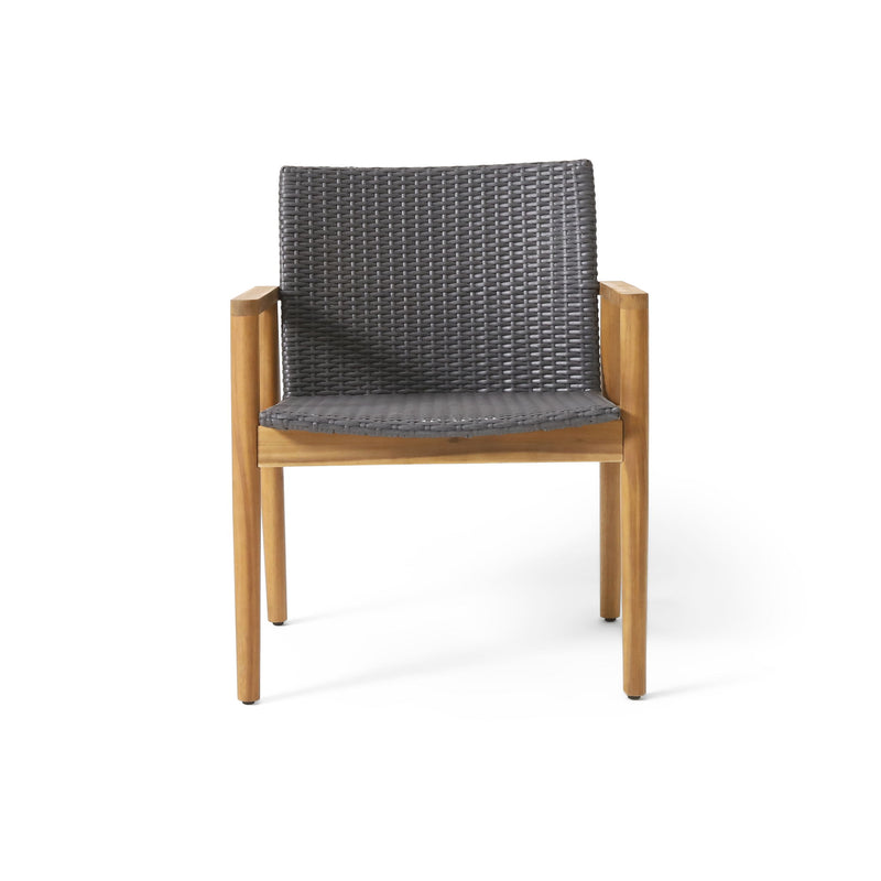 Tranquilize - Outdoor Wooden Club Chair With Woven Wicker Seat And Back (Set of 2) - Light Brown - R&R Furniture Gallery (Fountain Valley, CA)