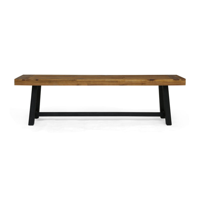 Noble House Cloud outdoor bench with acacia wood frame and slat panel design, perfect for garden or patio seating.
