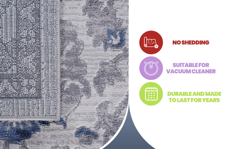 Marfi - 8' X 10' Oriental Area Rug - Blue / Silver - R&R Furniture Gallery (Fountain Valley, CA)