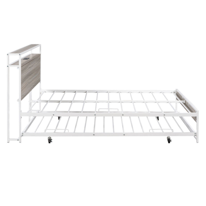 Platform Bed Frame With Trundle, USB Ports And Slat Support, No Box Spring Needed - R&R Furniture Gallery (Fountain Valley, CA)