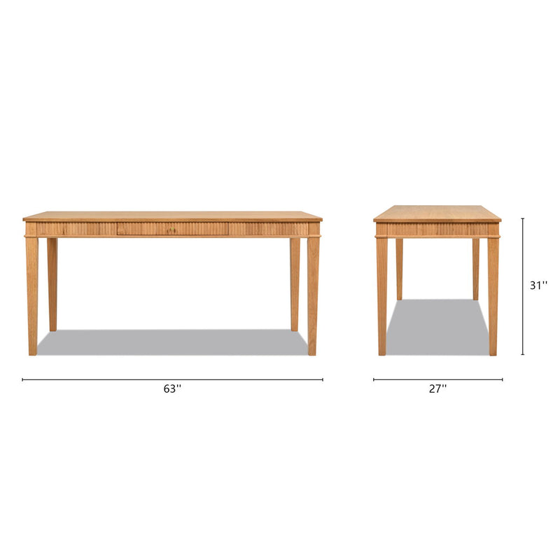Dumont - Modern Farmhouse 1 Drawer Fluted Home Office Writing Desk - Natural Blonde - R&R Furniture Gallery (Fountain Valley, CA)