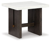Burkhaus - Rectangular End Table - White / Dark Brown - R&R Furniture Gallery (Fountain Valley, CA)