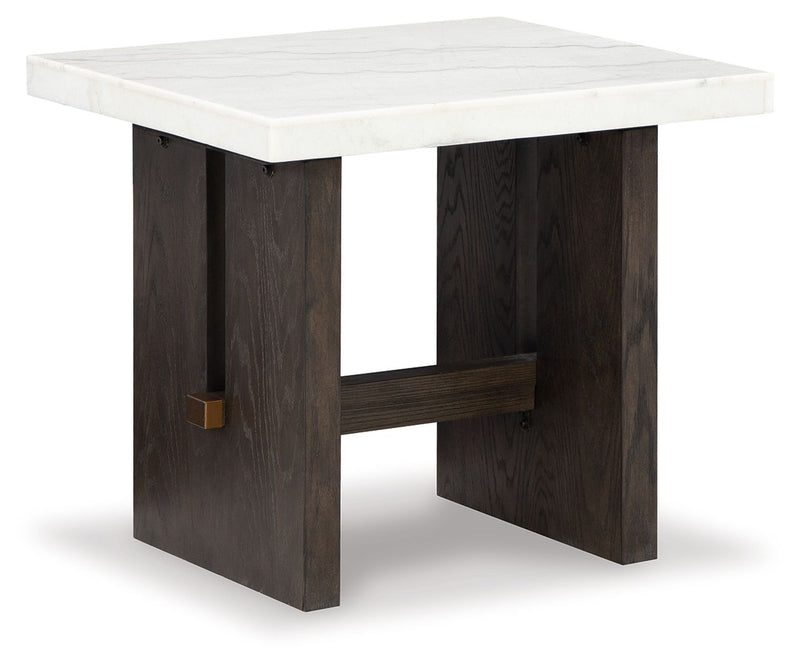 Burkhaus - Rectangular End Table - White / Dark Brown - R&R Furniture Gallery (Fountain Valley, CA)