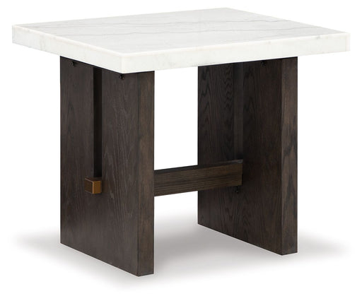 Burkhaus - Rectangular End Table - White / Dark Brown - R&R Furniture Gallery (Fountain Valley, CA)