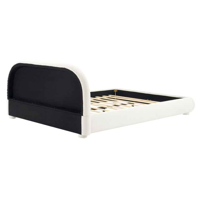 Upholstered Simple Modern Bedroom Bed With Curved Headboard - R&R Furniture Gallery (Fountain Valley, CA)