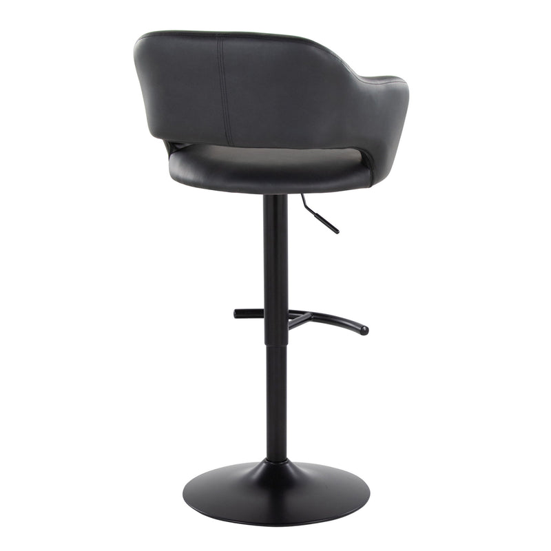 Set of two Lumi Source Margarite contemporary adjustable barstools with swivel and rounded T footrest, modern seating for kitchen or bar.