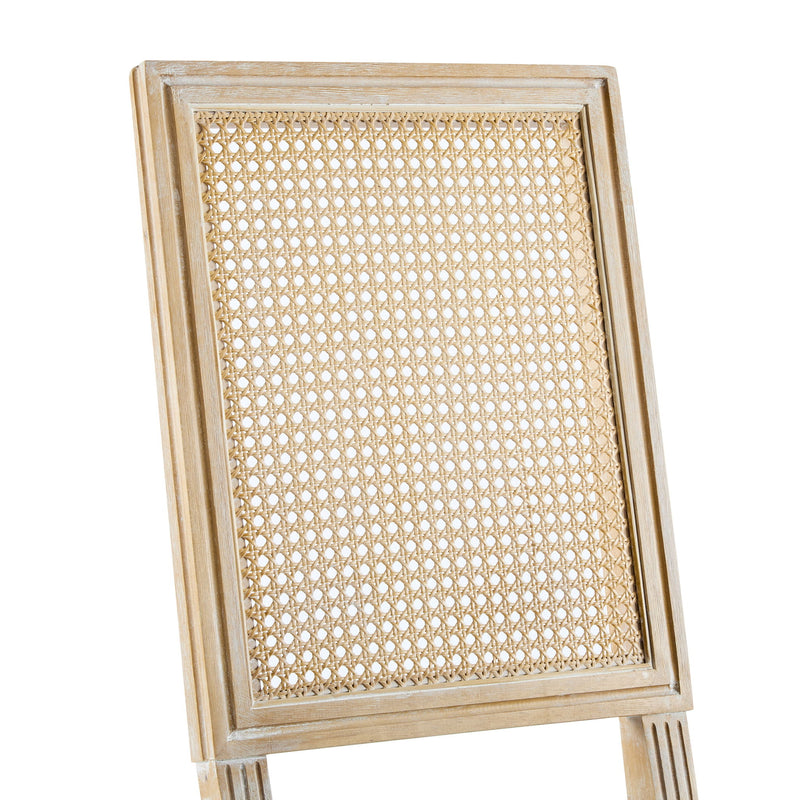 French Country Dining Chair With Rectangular Cane Backrest And Smooth Upholstered Seating - R&R Furniture Gallery (Fountain Valley, CA)