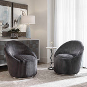 Uttermost Crue Fabric Swivel Chair with cushioned seat, modern design, and fabric upholstery in neutral tones.