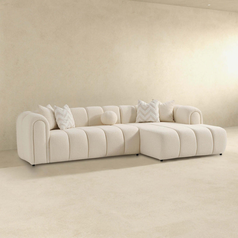 Beatrice - Modern Tufted Right Sectional Sofa - Ivory - R&R Furniture Gallery (Fountain Valley, CA)