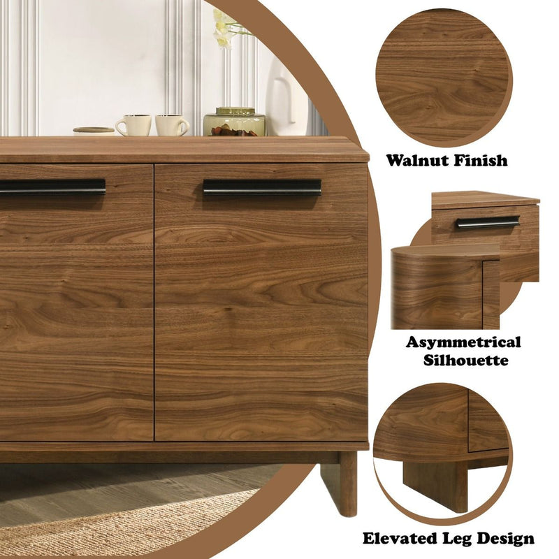 ACME Kyree Server in walnut wood, showcasing a sleek, modern server design with a smooth finish and elegant detailing.