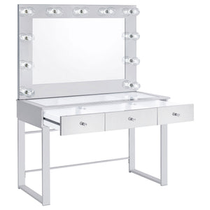 Trevor - 3 Drawer Makeup Vanity Table With Mirror - Chrome