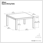 Wilson handcrafted dining table by Simpli-Home, featuring a sturdy wooden surface and elegant design for modern dining spaces.