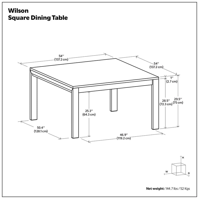 Wilson handcrafted dining table by Simpli-Home, featuring a sturdy wooden surface and elegant design for modern dining spaces.