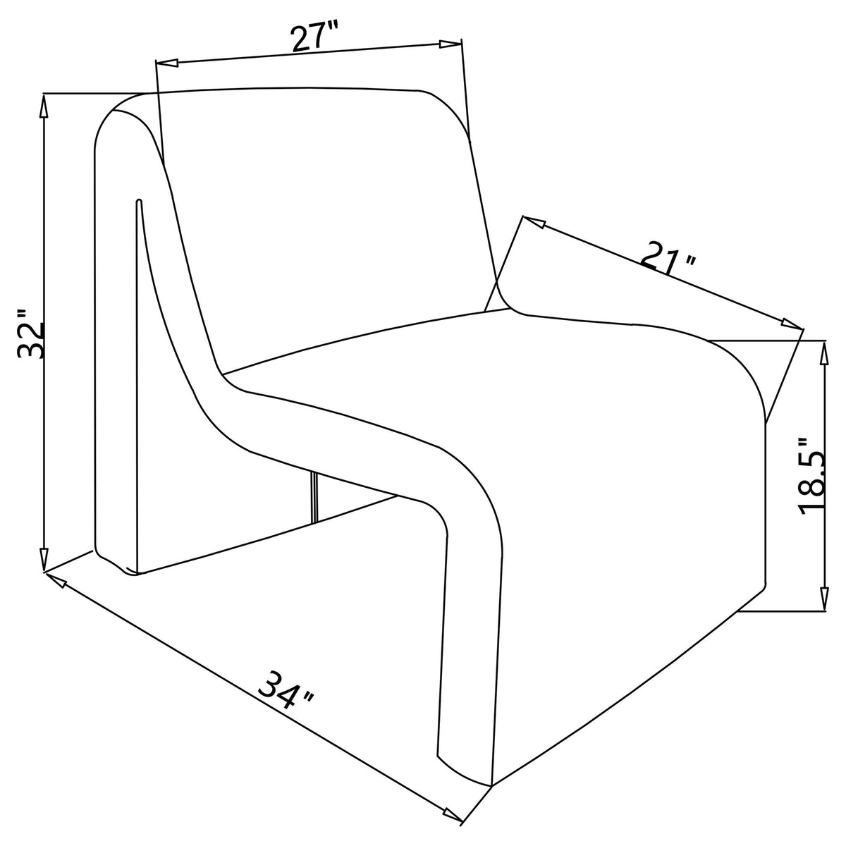 Winne - Curved Armless Accent Chair