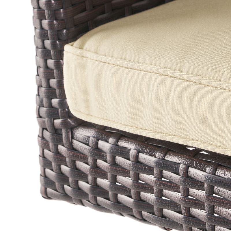 Outdoor Modern Rattan Swivel Barstool With Tapered Legs - Beige / Multibrown - R&R Furniture Gallery (Fountain Valley, CA)
