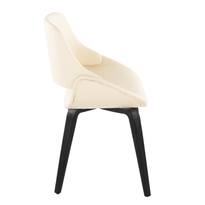 Pair of Lumi Source Fabrico mid-century modern dining chairs with comfortable design, set of two, shown in natural wood finish.