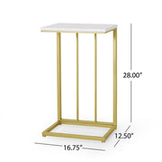 Modern Glam C-Shape End Table by Noble House, stylish chair side table with sleek design and contemporary finish.