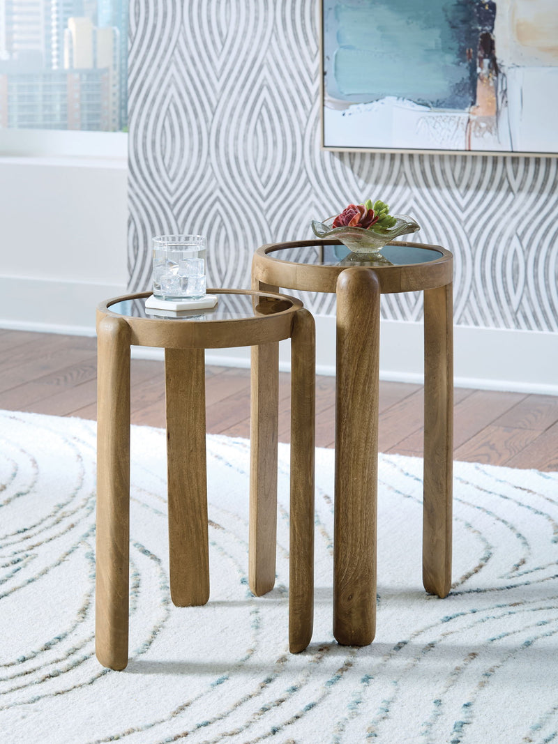 Jossor - Accent Table Set (Set of 2) - Light Brown - R&R Furniture Gallery (Fountain Valley, CA)