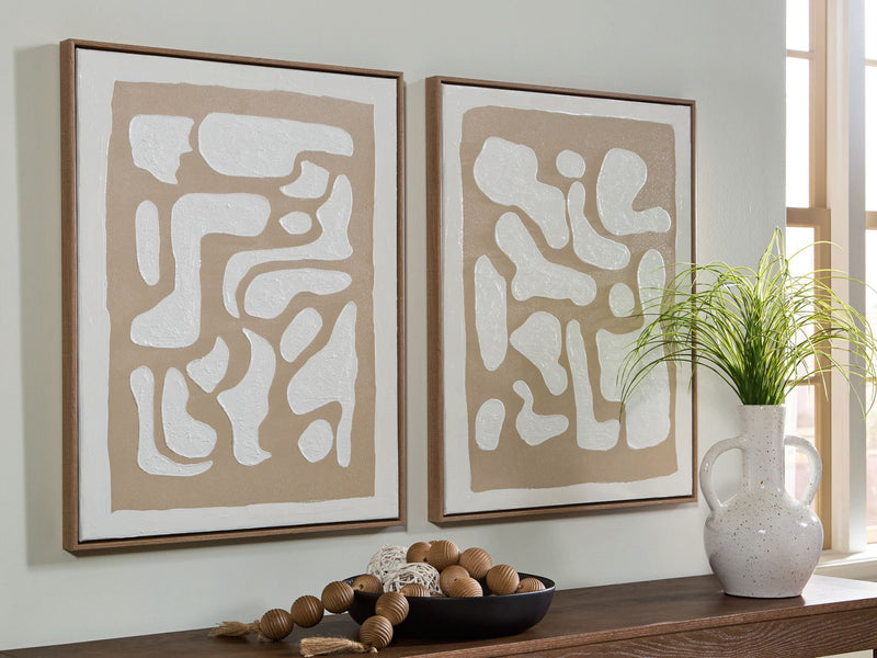 Waldett - Wall Art Set (Set of 2) - Beige / White - R&R Furniture Gallery (Fountain Valley, CA)