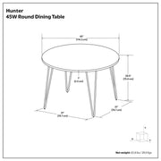 Simpli-Home Hunter round dining table with natural wood finish, showcasing a sturdy wooden tabletop and elegant design for dining room.