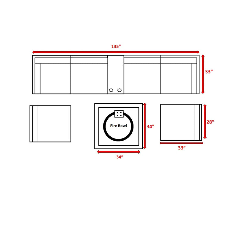 Contemporary Patio Seating Set With Fire Pit - R&R Furniture Gallery (Fountain Valley, CA)