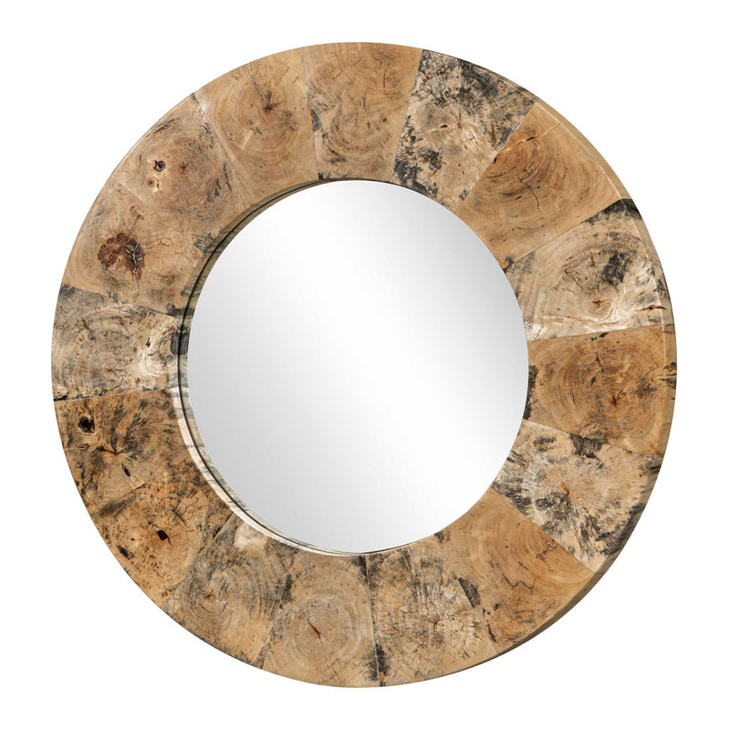 Hiram - Round Wood Mirror - Woodtone