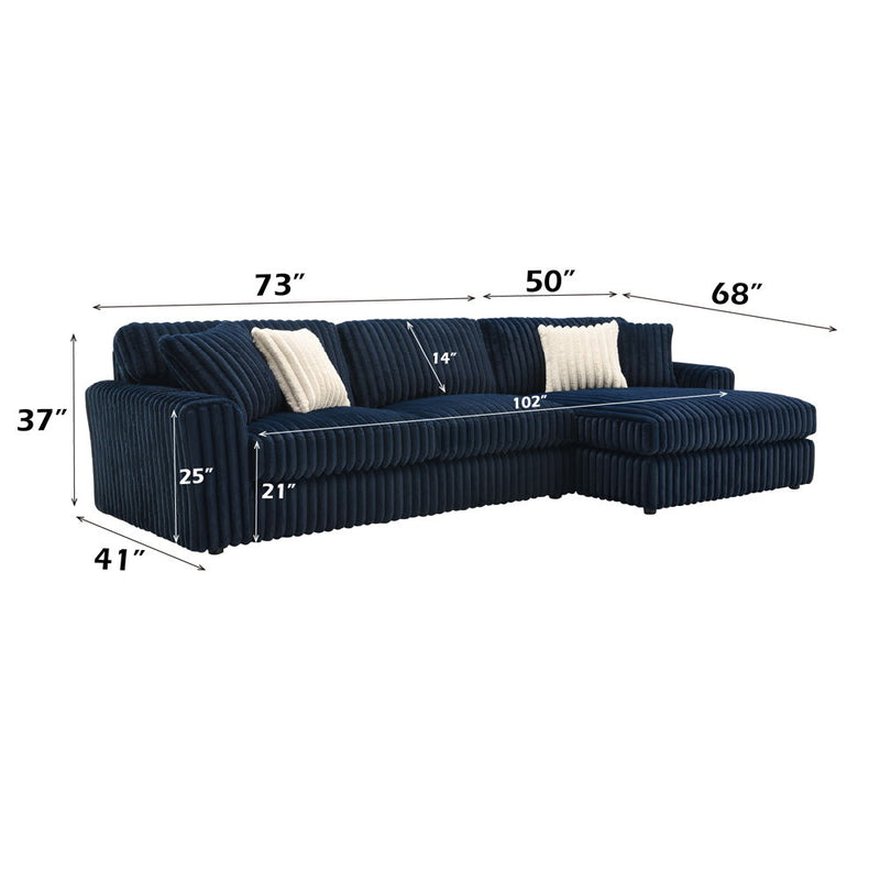 Breton - Sectional Sofa With 4 Pillows - Blue Corduroy - R&R Furniture Gallery (Fountain Valley, CA)