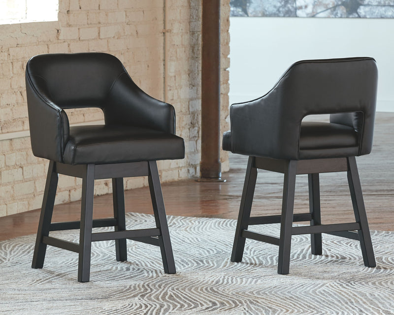 Tallenger - Upholstered Swivel Barstool (Set of 2) - R&R Furniture Gallery (Fountain Valley, CA)