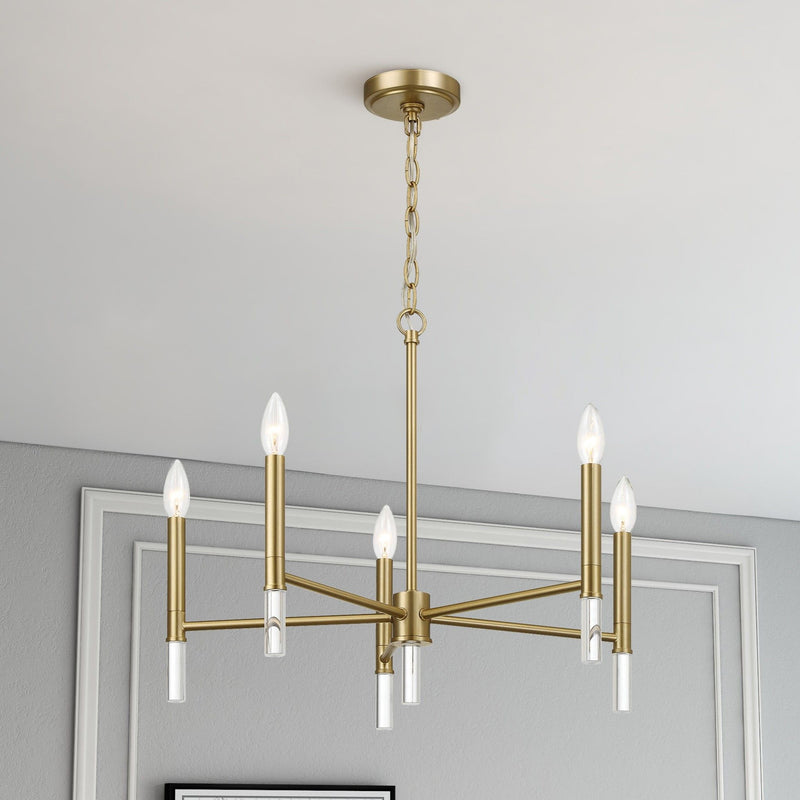 Courtyard - 5 Light Candle Chandelier - Clear / Gold - R&R Furniture Gallery (Fountain Valley, CA)