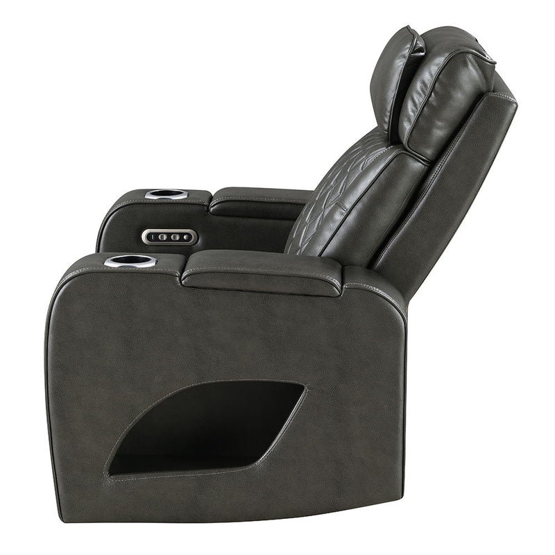 Taddeo - Power Motion Recliner With Power Headrest, USB, Wireless Charger & LED - Dark Gray - R&R Furniture Gallery (Fountain Valley, CA)