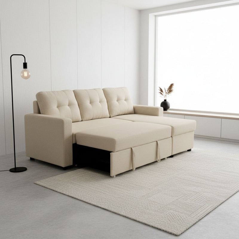 Convertible L Shaped Sectional Sleeper Sofa Bed, Saving Pull Out Couch - R&R Furniture Gallery (Fountain Valley, CA)