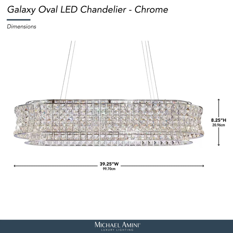 Michael Amini Lighting - Galaxy Oval LED Crystal Chandelier - Chrome