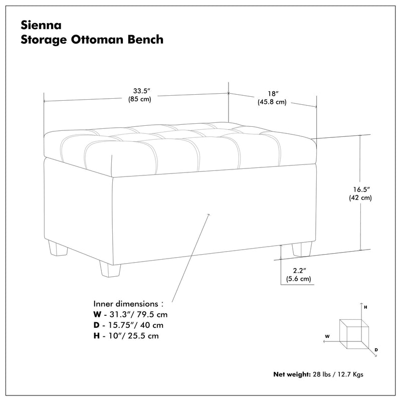 Sienna - Transitional Storage Ottoman Bench - R&R Furniture Gallery (Fountain Valley, CA)