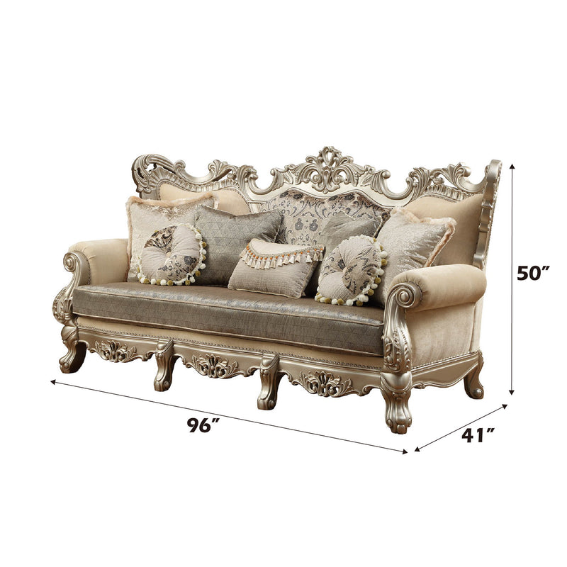 Ranita - Sofa With 7 Pillows - Fabric & Champagne - R&R Furniture Gallery (Fountain Valley, CA)
