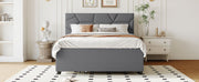 Upholstered Platform Bed With Brick Pattern Headboard And Twin Long Size Trundle - R&R Furniture Gallery (Fountain Valley, CA)