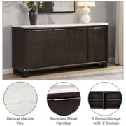 Edwyn - Server With Marble Top - Natural Marble Top & Espresso Finish - R&R Furniture Gallery (Fountain Valley, CA)