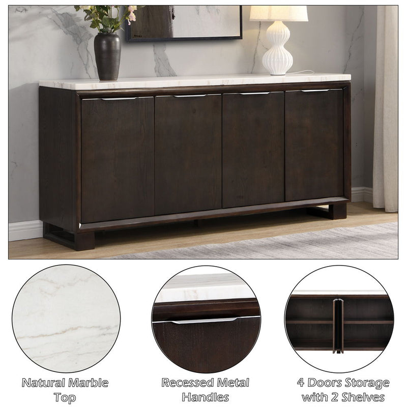Edwyn - Server With Marble Top - Natural Marble Top & Espresso Finish - R&R Furniture Gallery (Fountain Valley, CA)